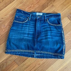 Frame studded Denim mini skirt.